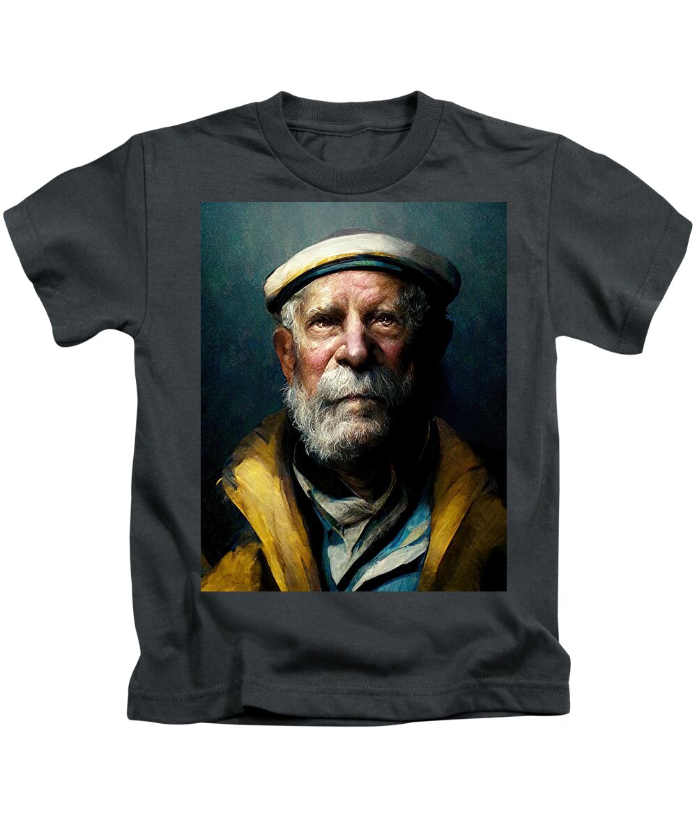 Sea Captain Kids T-Shirt featuring the digital art The Captain by Nickleen Mosher