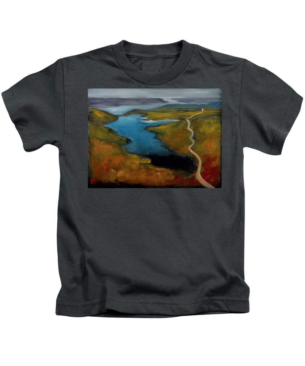 Loch Kids T-Shirt featuring the painting The Course by Roger Clarke