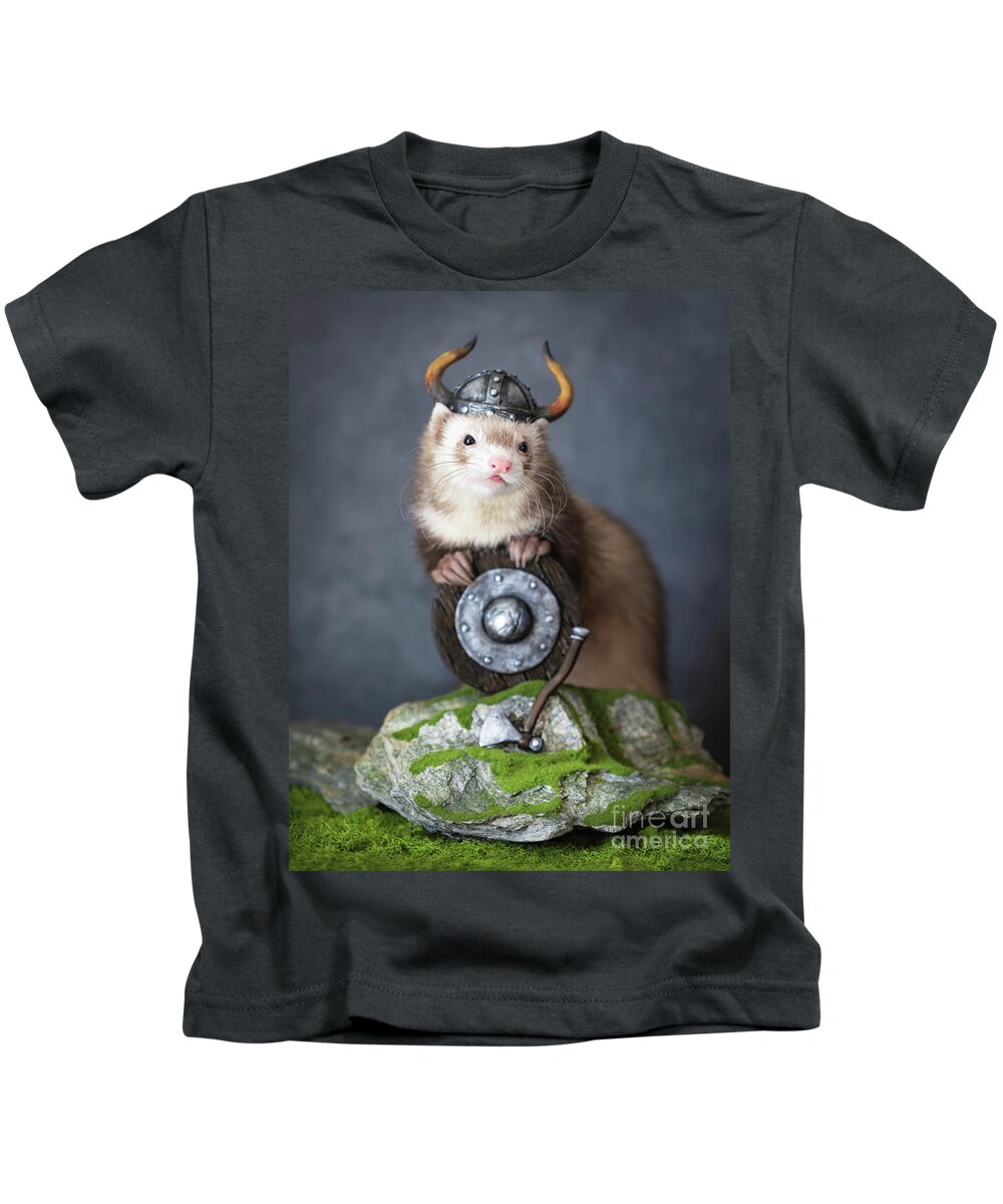 #weasel Kids T-Shirt featuring the photograph The cutest berserker by Darya Zelentsova