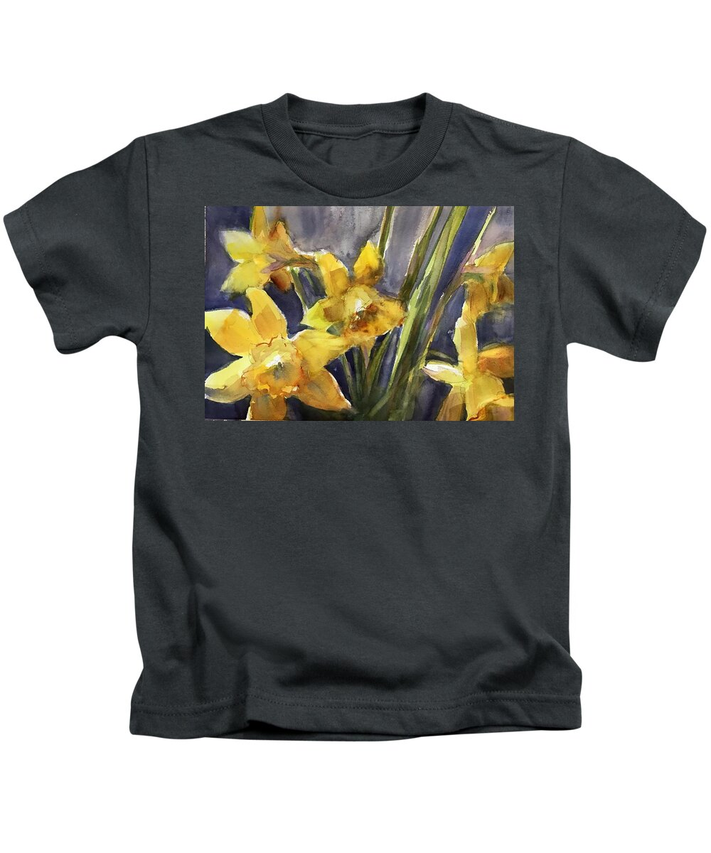 Flower Kids T-Shirt featuring the painting The Daffodils Bloomed II by Judith Levins