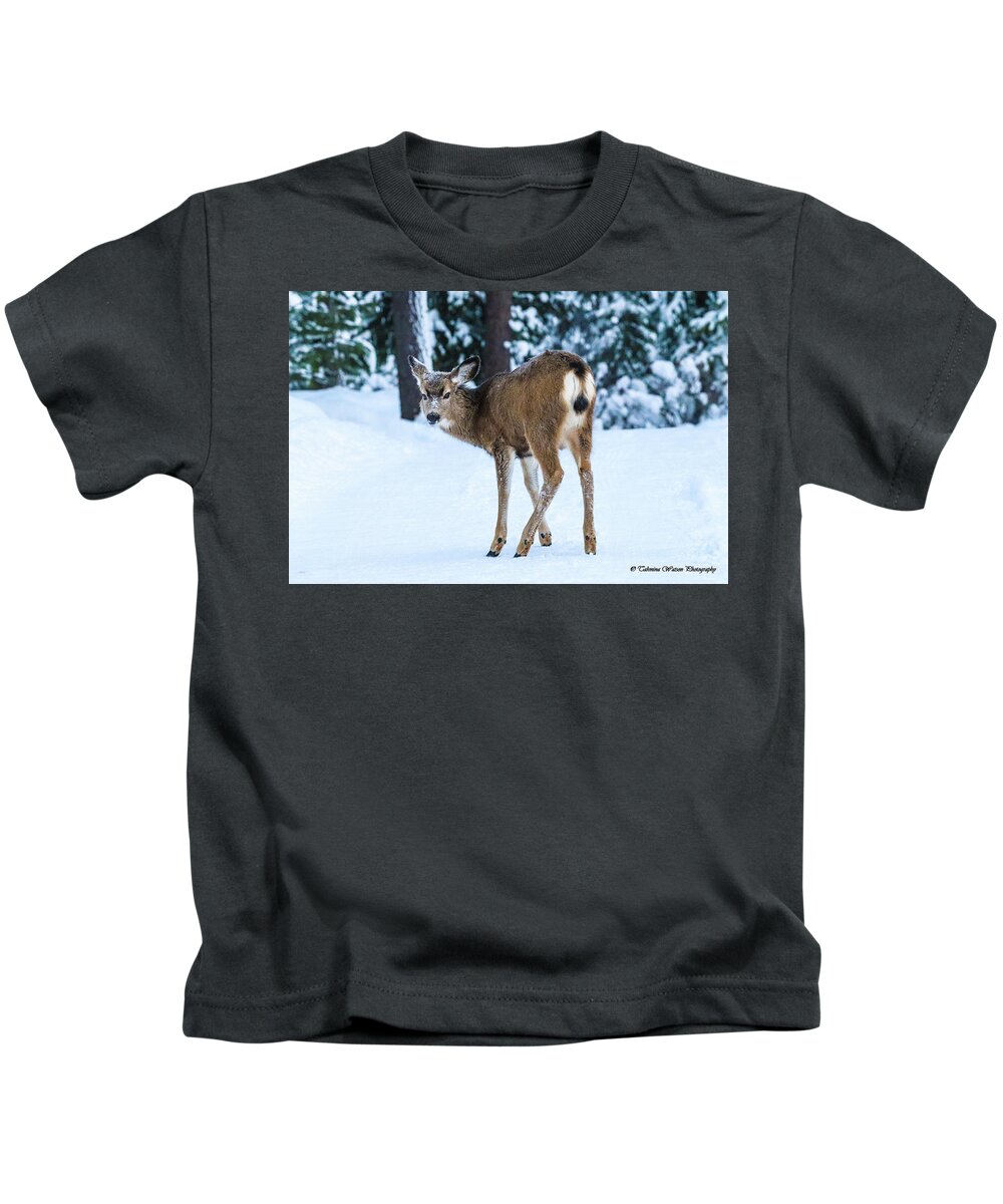 Deer Kids T-Shirt featuring the photograph The Deer Stare by Tahmina Watson