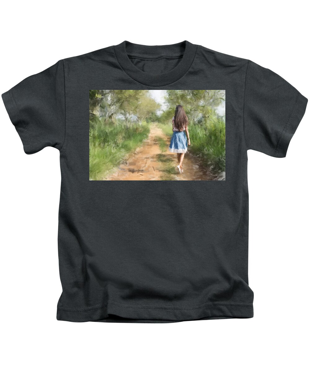 Impressionism Kids T-Shirt featuring the painting The Dirt Road by Gary Arnold