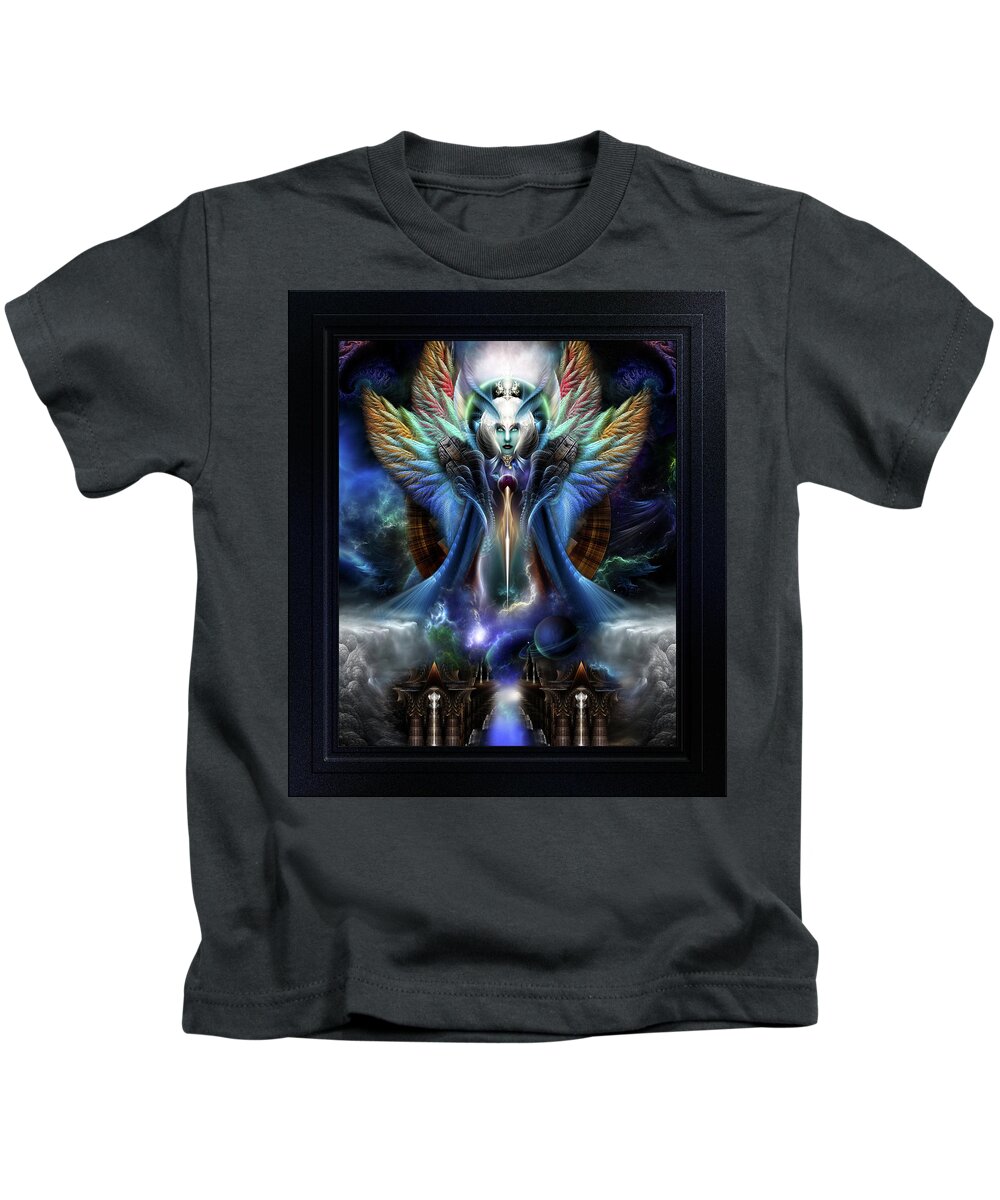 Fractal Kids T-Shirt featuring the digital art The Eternal Majesty Of Thera Fractal Art Fantasy Portrait Composition by Xzendor7 by Xzendor7