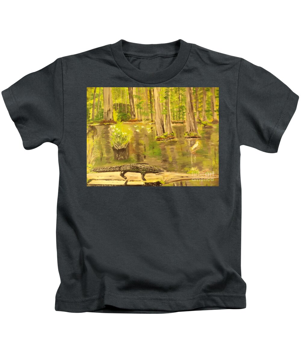 #florida Kids T-Shirt featuring the painting The Everglades #124 by Donald Northup