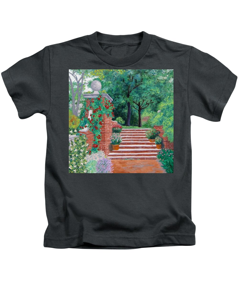 Garden Kids T-Shirt featuring the painting The Garden Stairs by J Loren Reedy