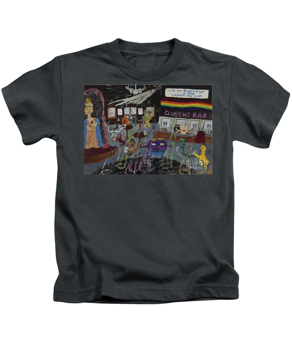 Lgbtq Kids T-Shirt featuring the painting The Gay scene is not what it once was by David Westwood