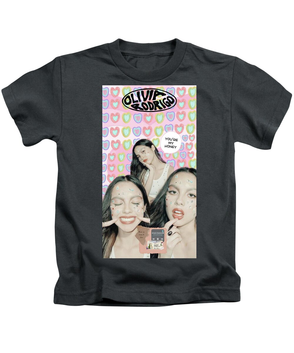 Singer Kids T-Shirt featuring the digital art The Gen Z pop star by Yovonnda Canedo