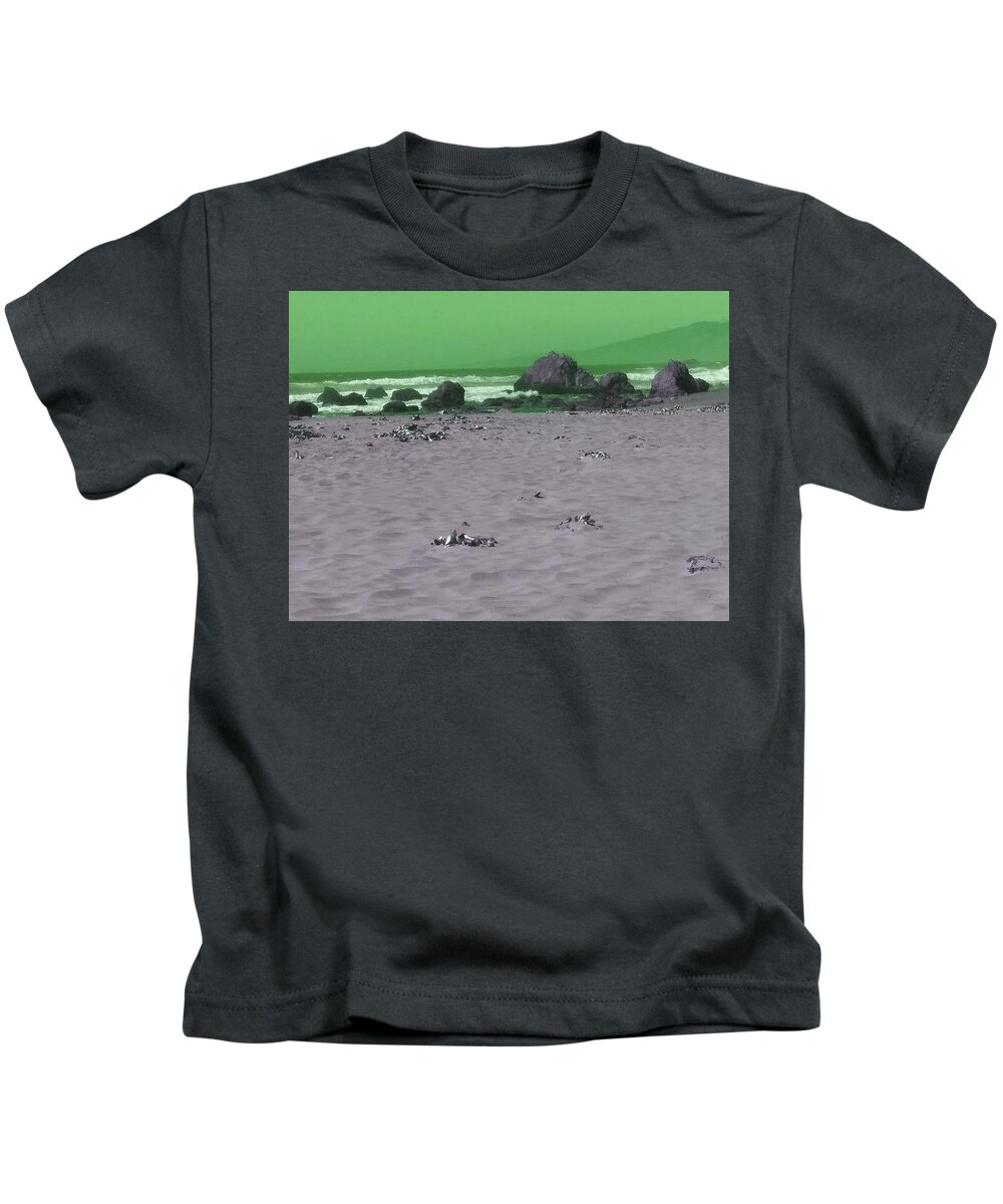 Coast Kids T-Shirt featuring the photograph The green sky at the coast by Steven Wills