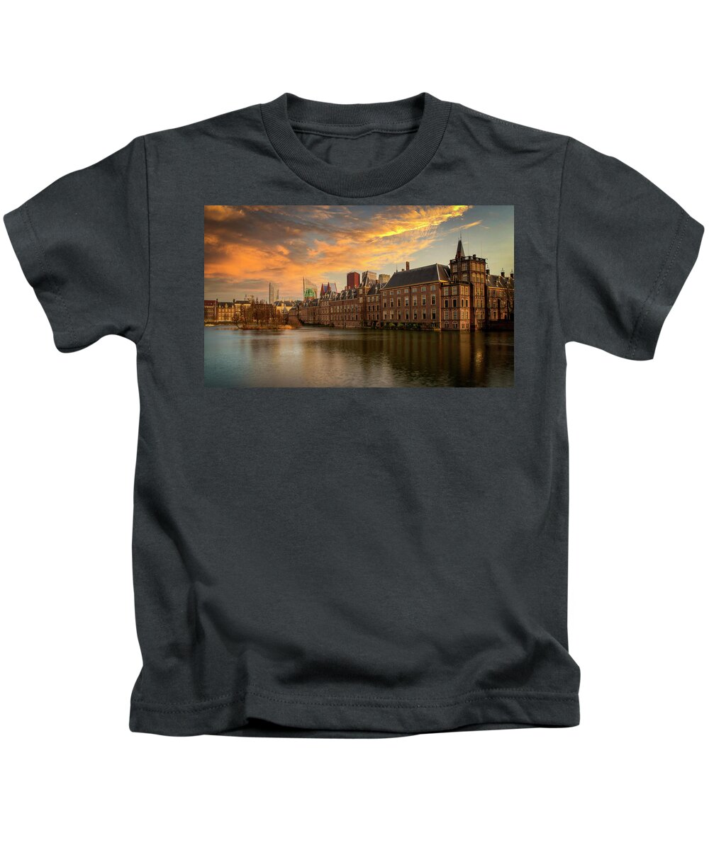 The Hague Kids T-Shirt featuring the photograph The Hague Court Pond by Marjolein Van Middelkoop