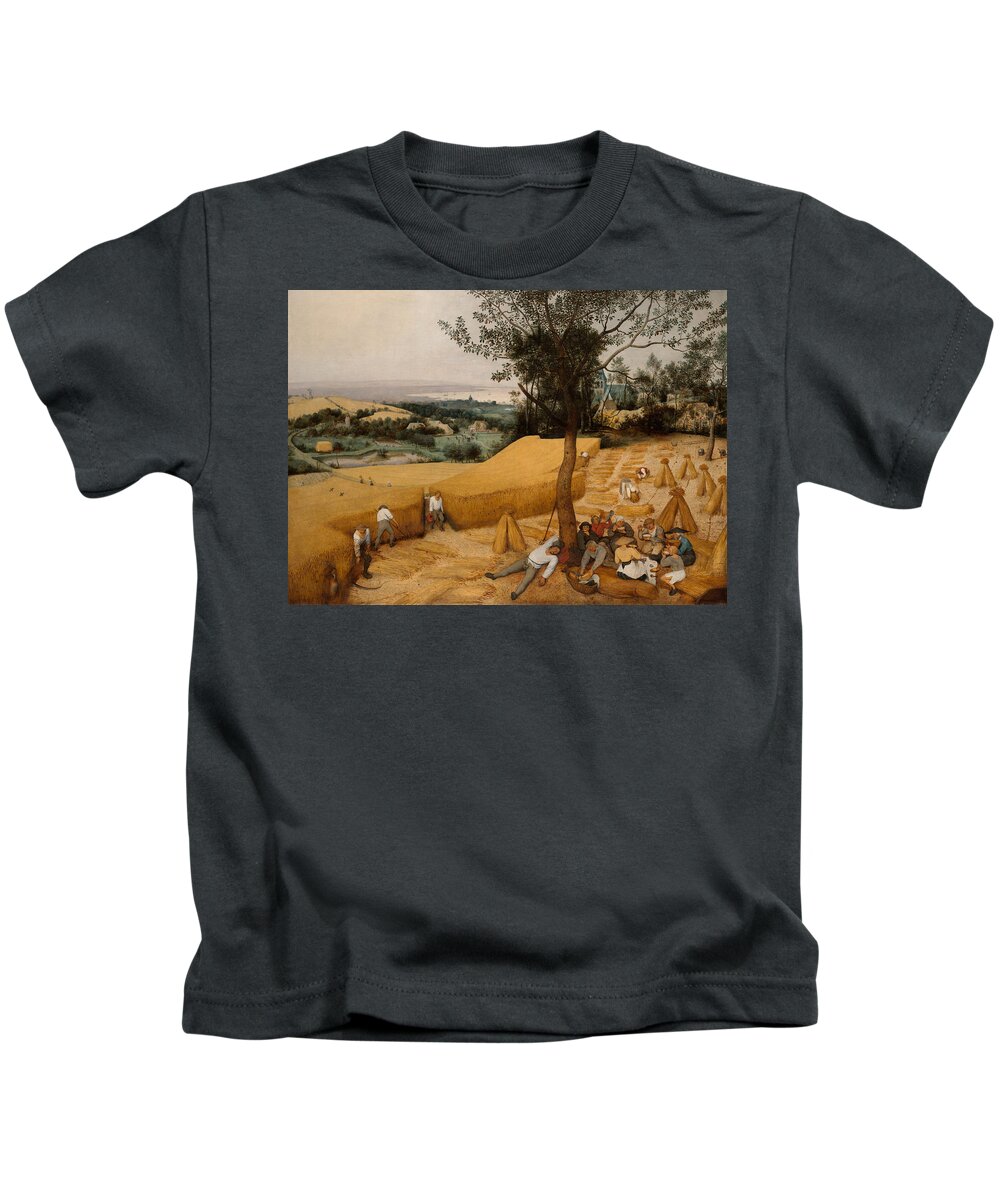 Netherlandish Painters Kids T-Shirt featuring the painting The Harvesters, 1565 by Pieter Bruegel the Elder