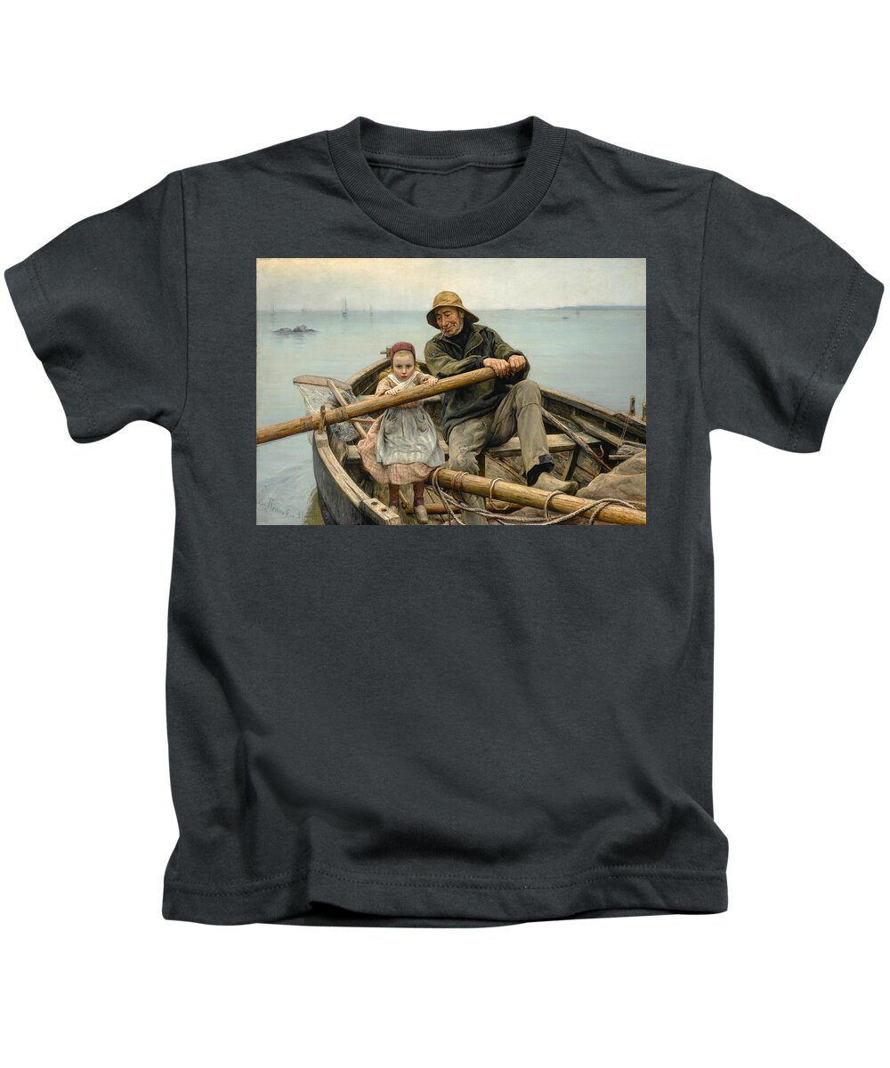 Emile Renouf Kids T-Shirt featuring the painting The helping Hand by Emile Renouf