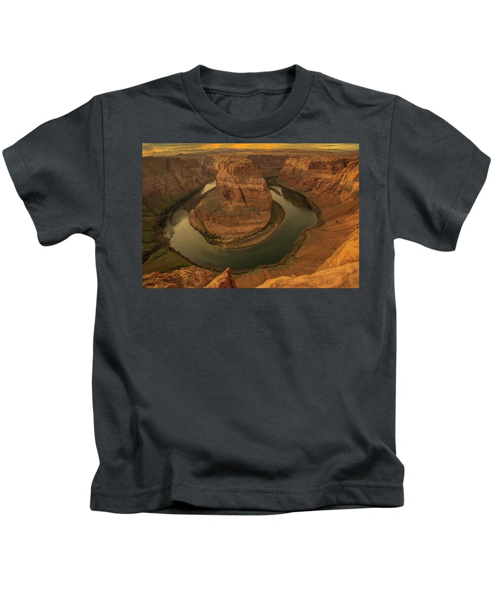 Horseshoe Bend Kids T-Shirt featuring the photograph The Horseshoe by Jerry Cahill