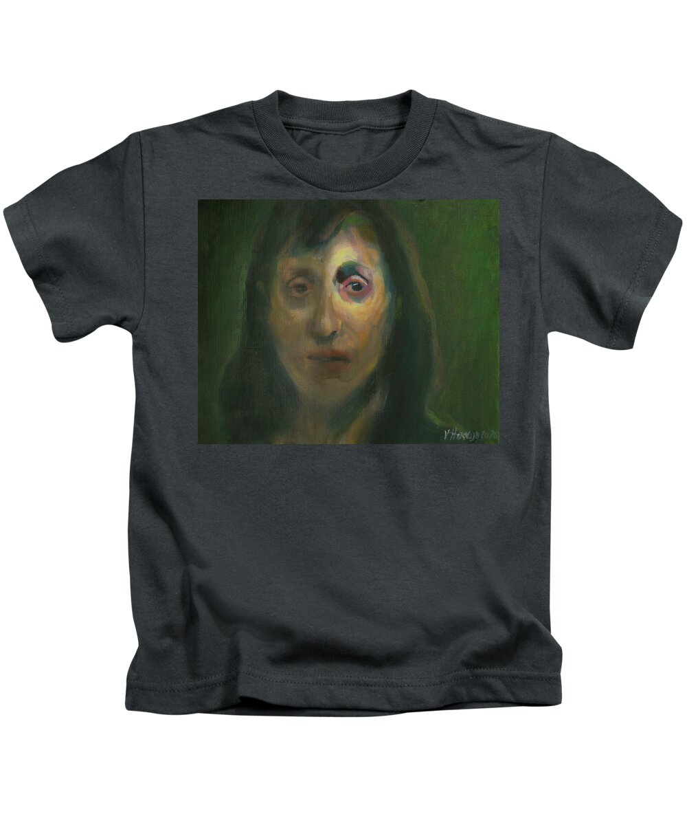 #truecrime Kids T-Shirt featuring the painting The Informant 4 by Veronica Huacuja