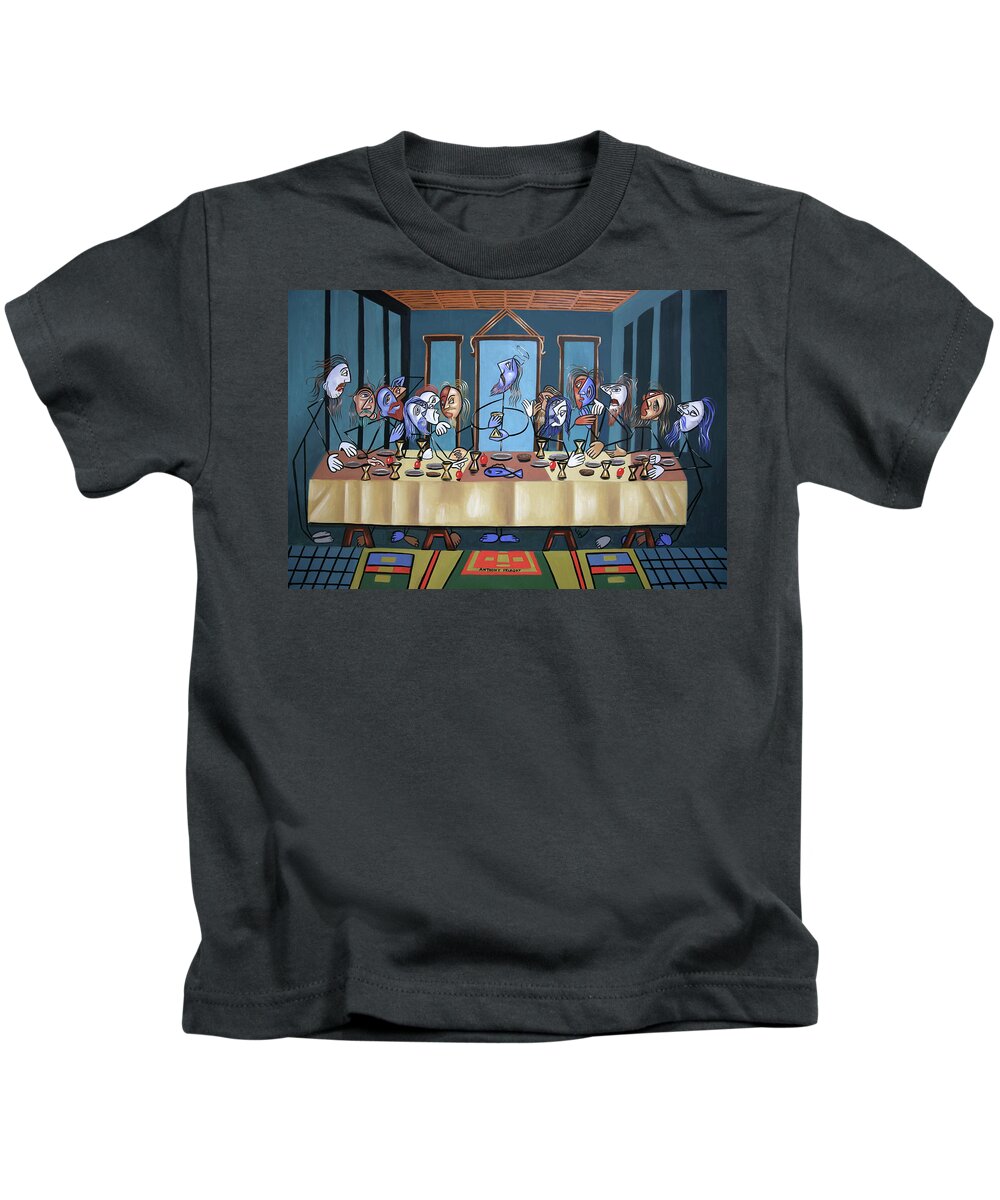 The Last Supper Kids T-Shirt featuring the painting The Last Supper by Anthony Falbo