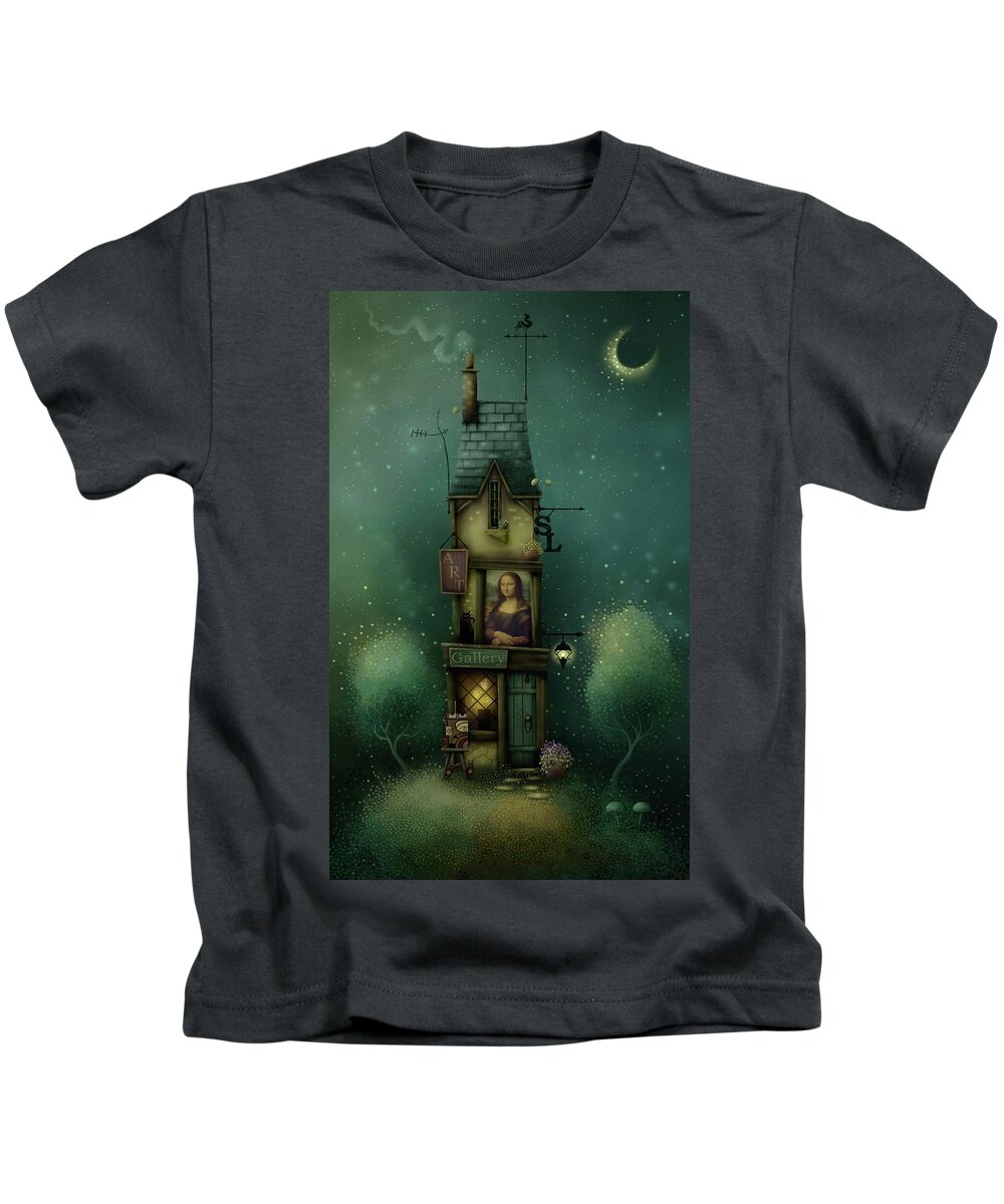 Art Gallery Kids T-Shirt featuring the painting The Smiling Lady by Joe Gilronan