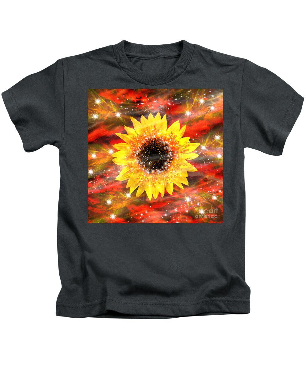 Sunflower Kids T-Shirt featuring the mixed media The Winds Of Destiny by Diamante Lavendar