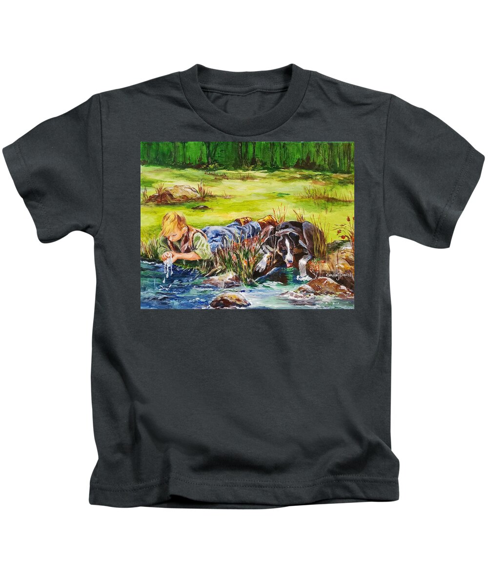 Boy Kids T-Shirt featuring the painting Thirst Quincher by Carole Powell