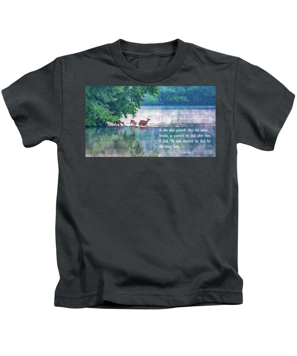 Deer Kids T-Shirt featuring the photograph Thirsty for More Than Water by Marcy Wielfaert