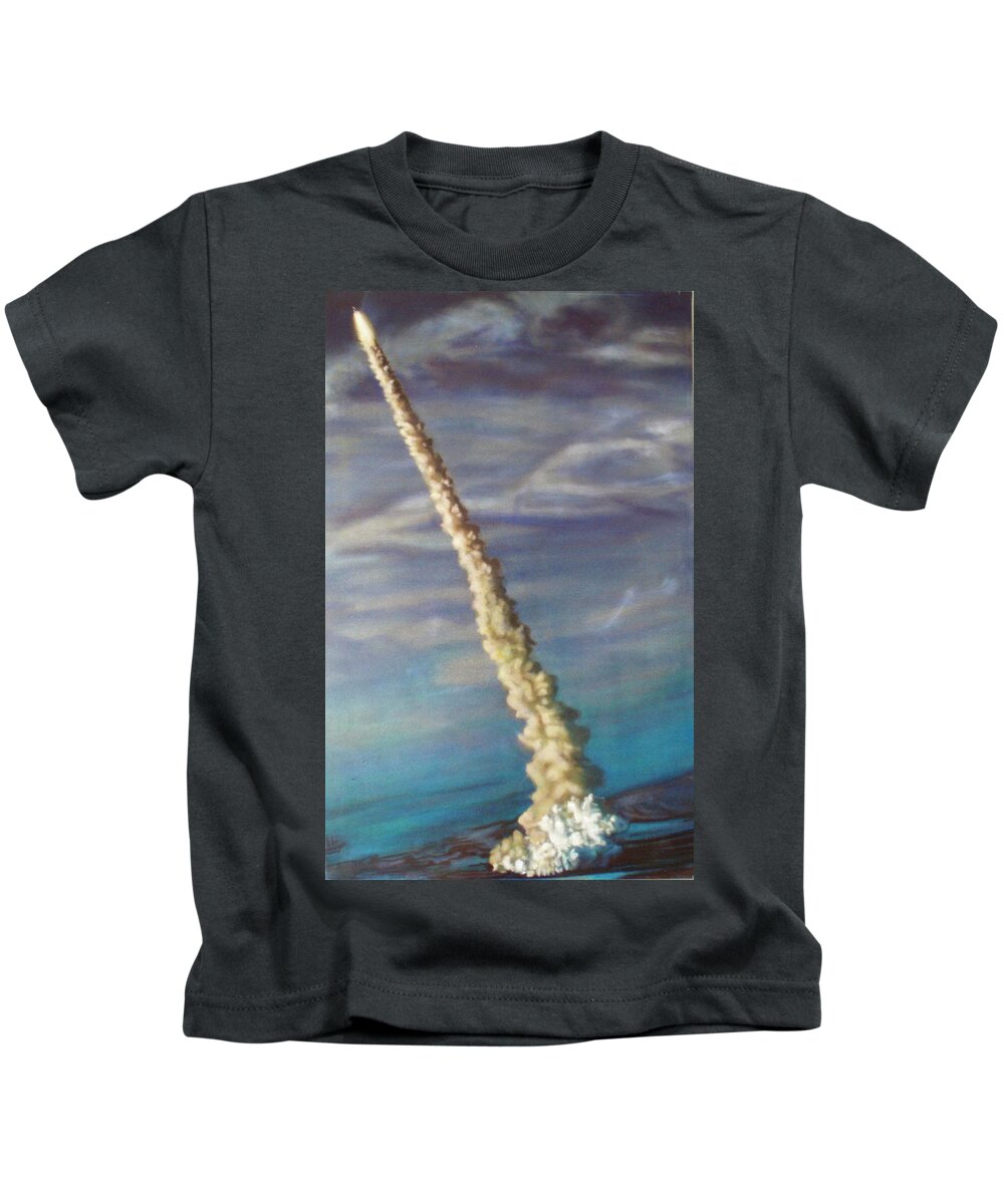 Realism Kids T-Shirt featuring the painting Throttle Up by Sean Connolly
