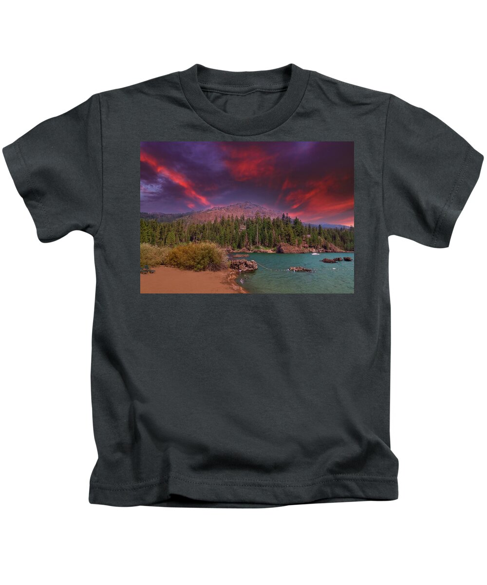 Thunder Mountain Kids T-Shirt featuring the photograph Thunder Mountain Sunset by John Marr