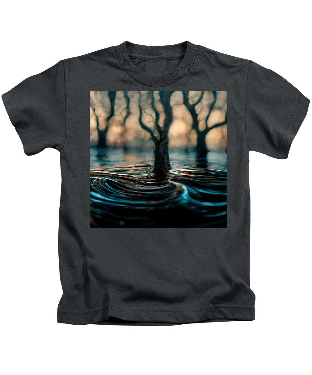 Water Ripple Kids T-Shirt featuring the digital art Tides of the Bayou 3 by Alexis King-Glandon