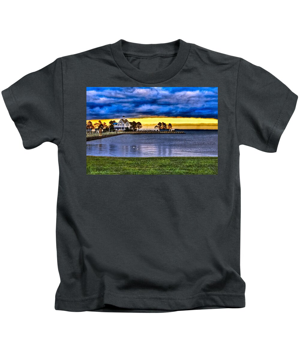 Photo Kids T-Shirt featuring the photograph Tilghman Island Yacht Club by Anthony M Davis