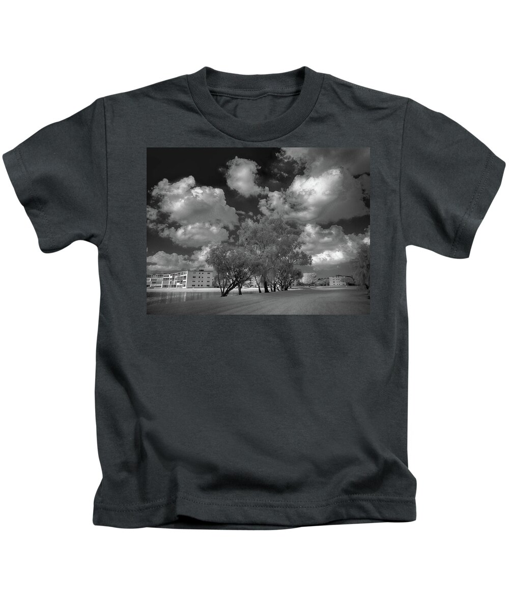 Trees Kids T-Shirt featuring the photograph Trees, Clouds and Condos by Alan Goldberg