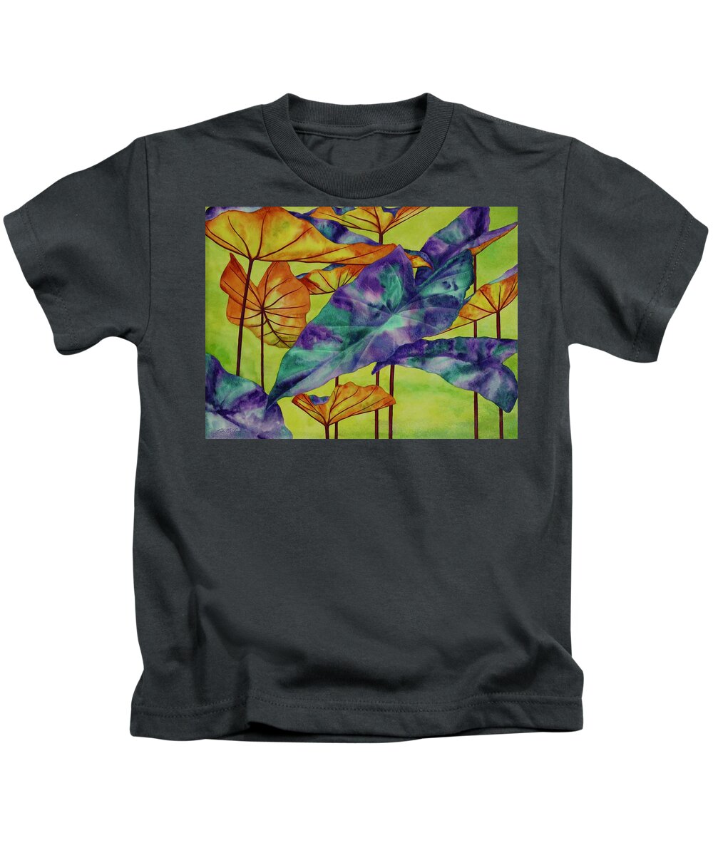Kim Mcclinton Kids T-Shirt featuring the painting Trippy Taro by Kim McClinton