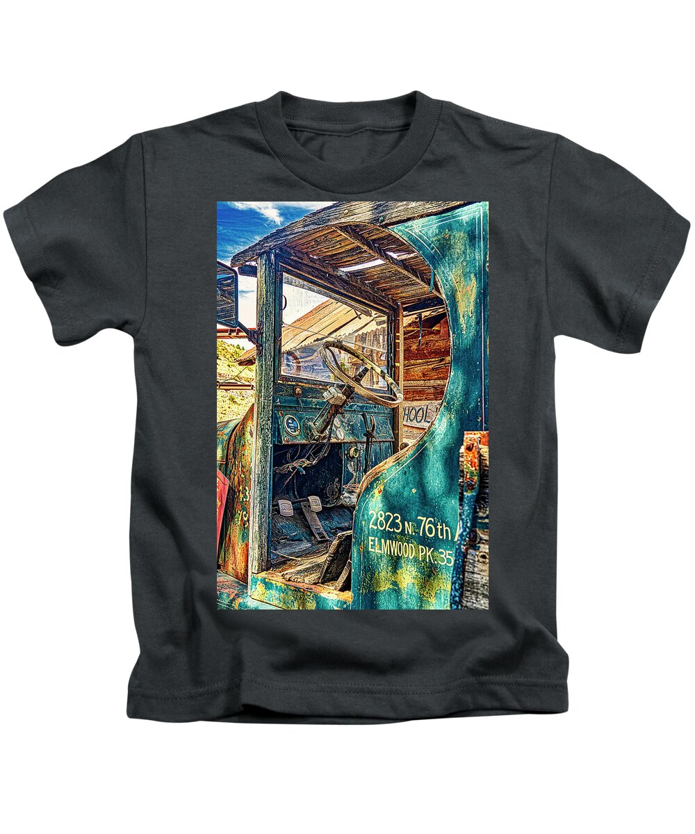 Sedona Kids T-Shirt featuring the digital art Truck at Gold King Mine by Al Judge