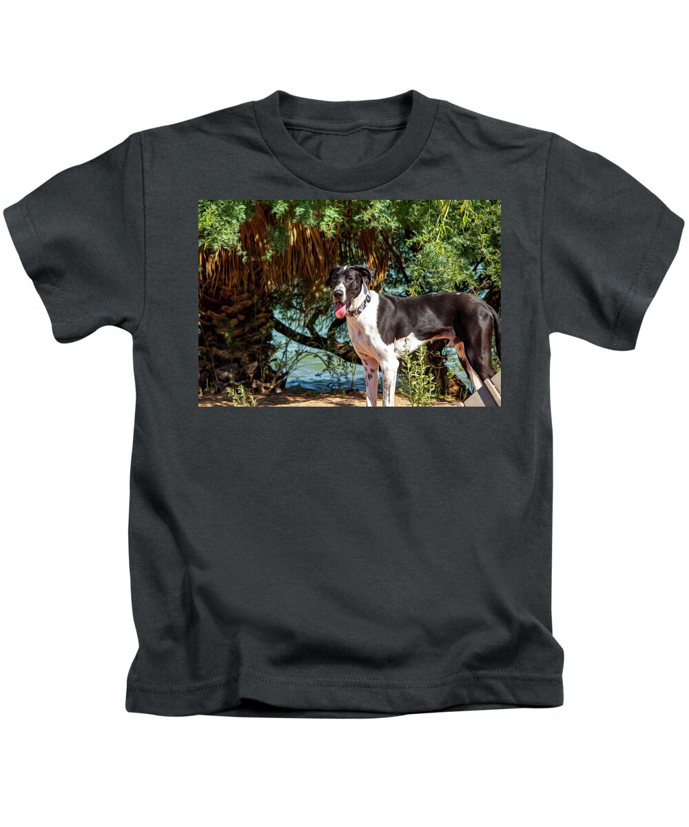Dog Kids T-Shirt featuring the photograph Tucker - Paintography by Anthony Jones