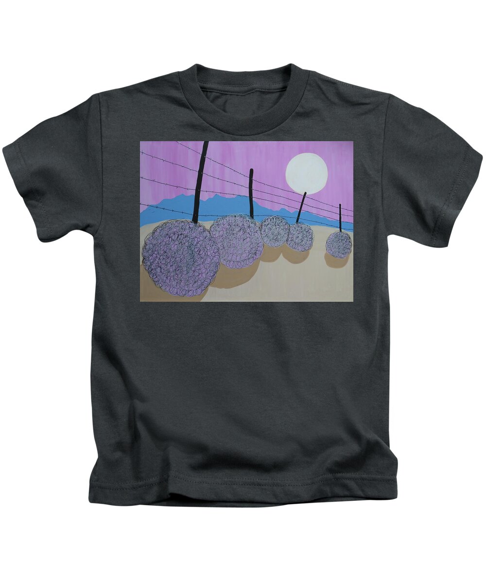 Bold Kids T-Shirt featuring the painting Tumbleweed Journey by Ted Clifton