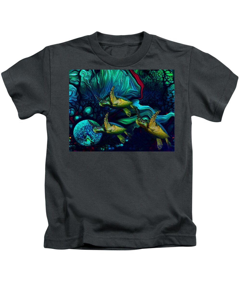Turtles En Saison Kids T-Shirt featuring the digital art Turtles in Saison 8 by Aldane Wynter