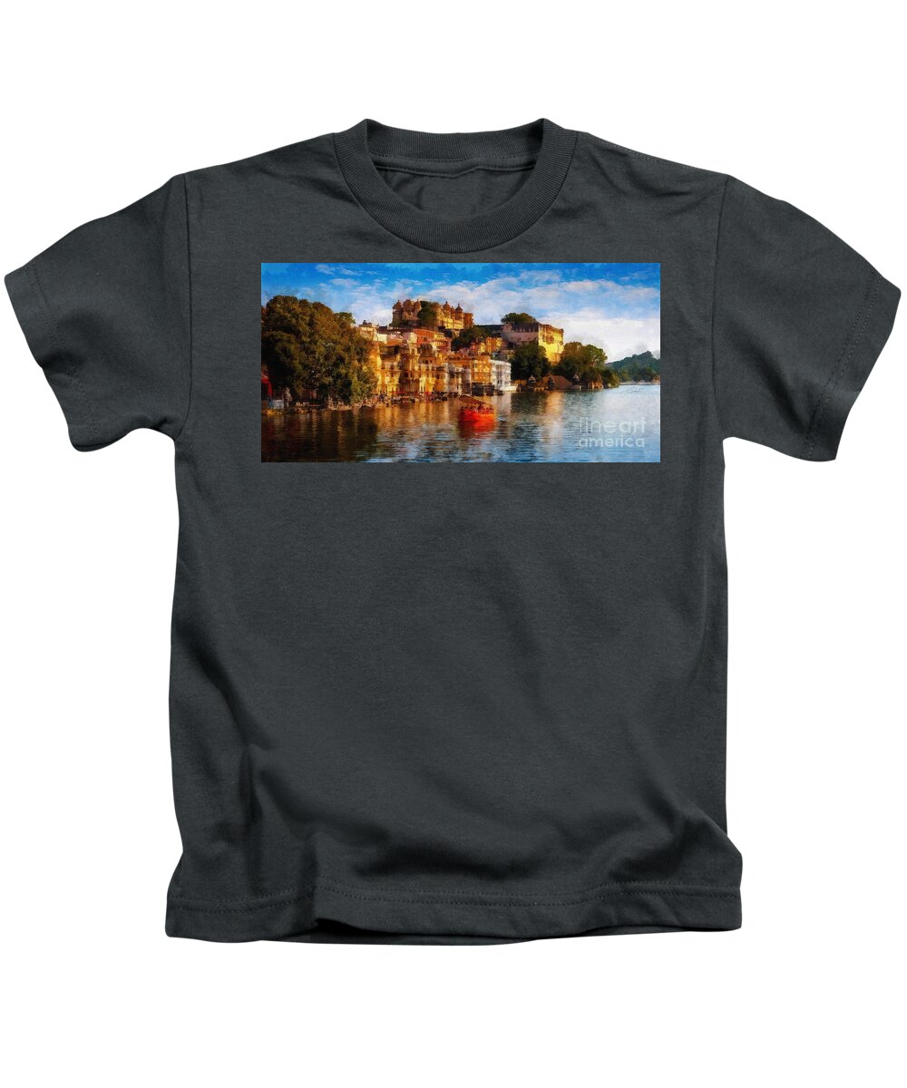 Udaipur Kids T-Shirt featuring the digital art Udaipur, City Palace by Jerzy Czyz