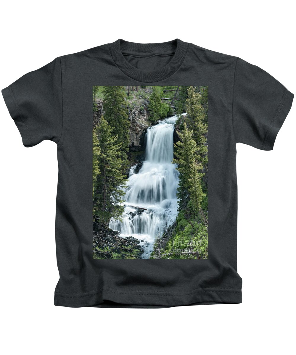 Waterfall Kids T-Shirt featuring the photograph Undine Falls - Yellowstone National Park by Sandra Bronstein