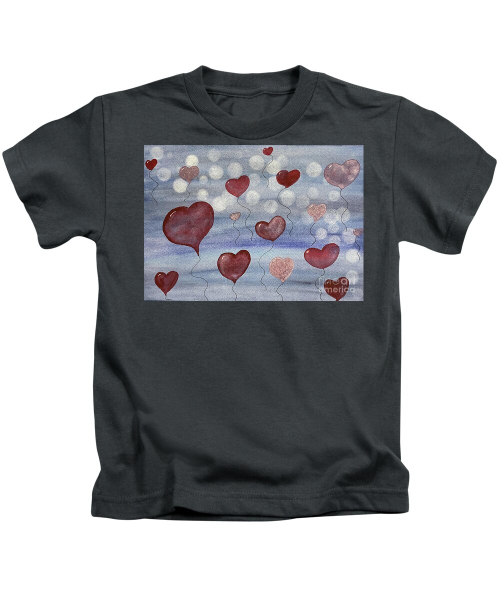 Valentines Day Kids T-Shirt featuring the painting Valentine's Day in Seattle by Lisa Neuman