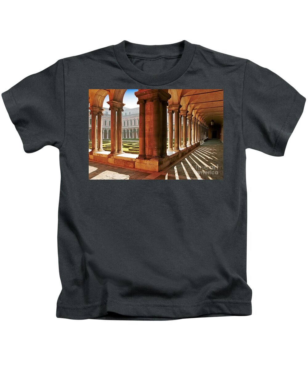 Church Kids T-Shirt featuring the photograph S.Giorgio Maggiore - Internal Cloister Venezia -  Italy by Paolo Signorini