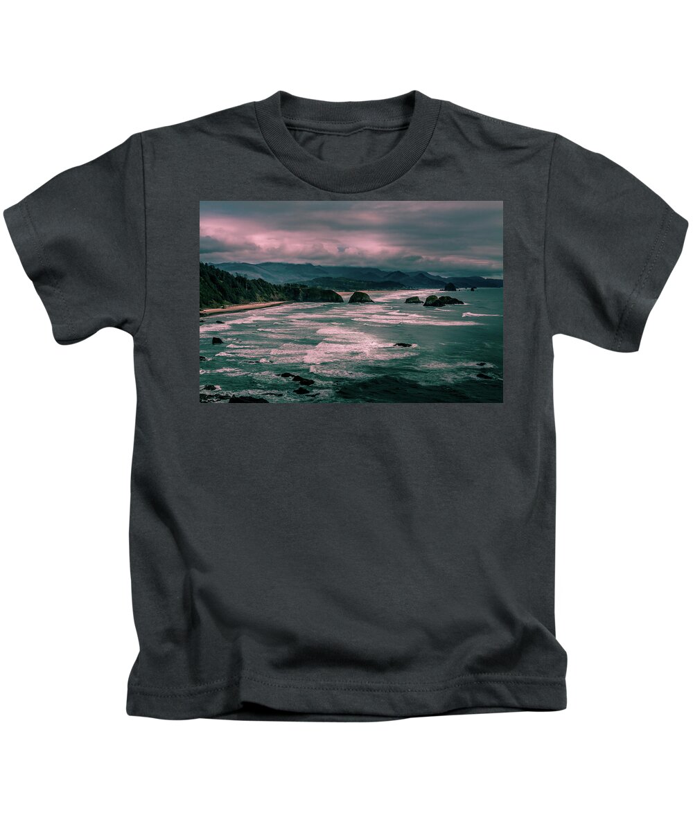 View From Ecola Park Kids T-Shirt featuring the photograph View from Ecola Park by David Patterson