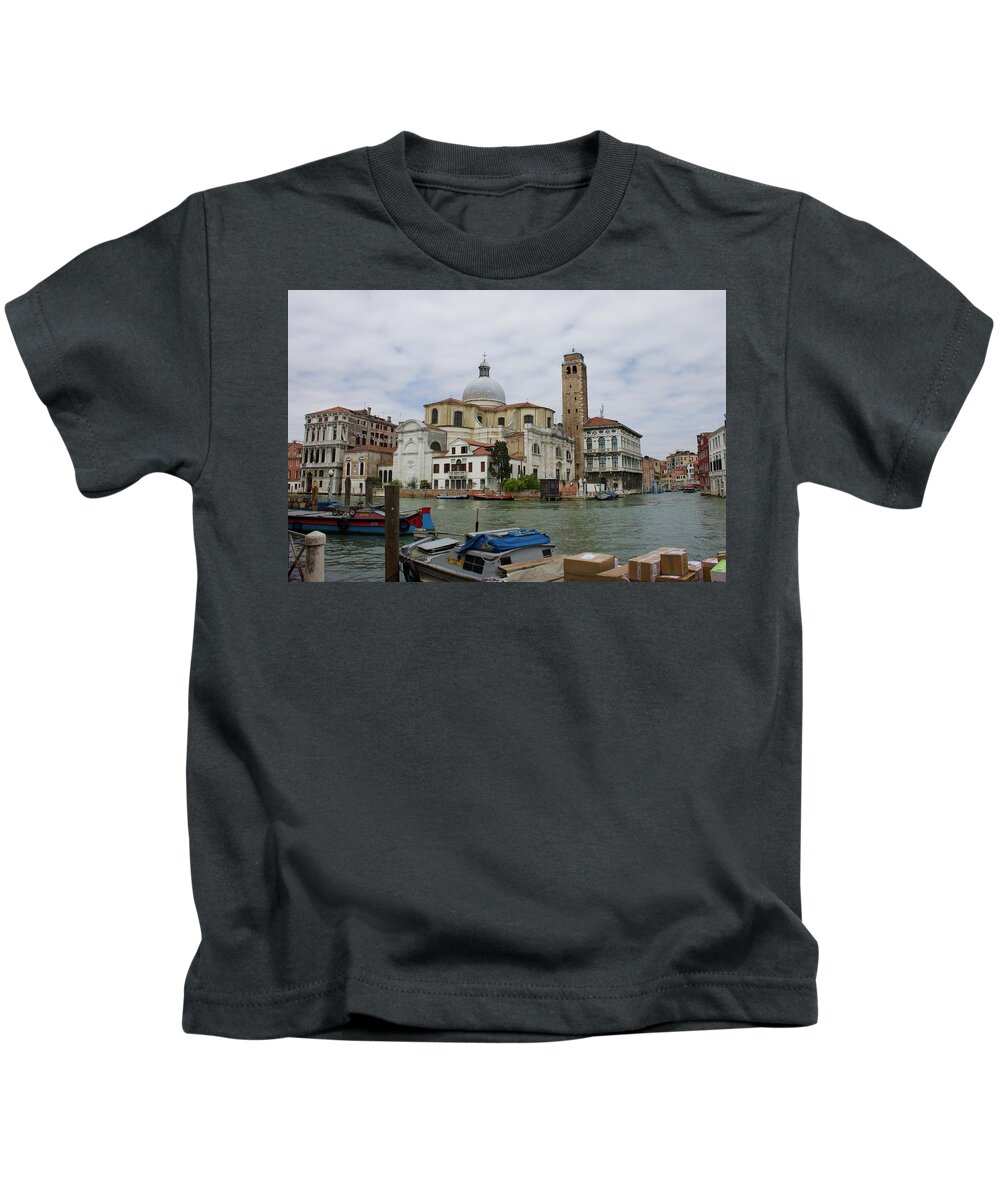 Venice Kids T-Shirt featuring the photograph View of St. Lucia Chapel in Venice. by Yvonne M Smith
