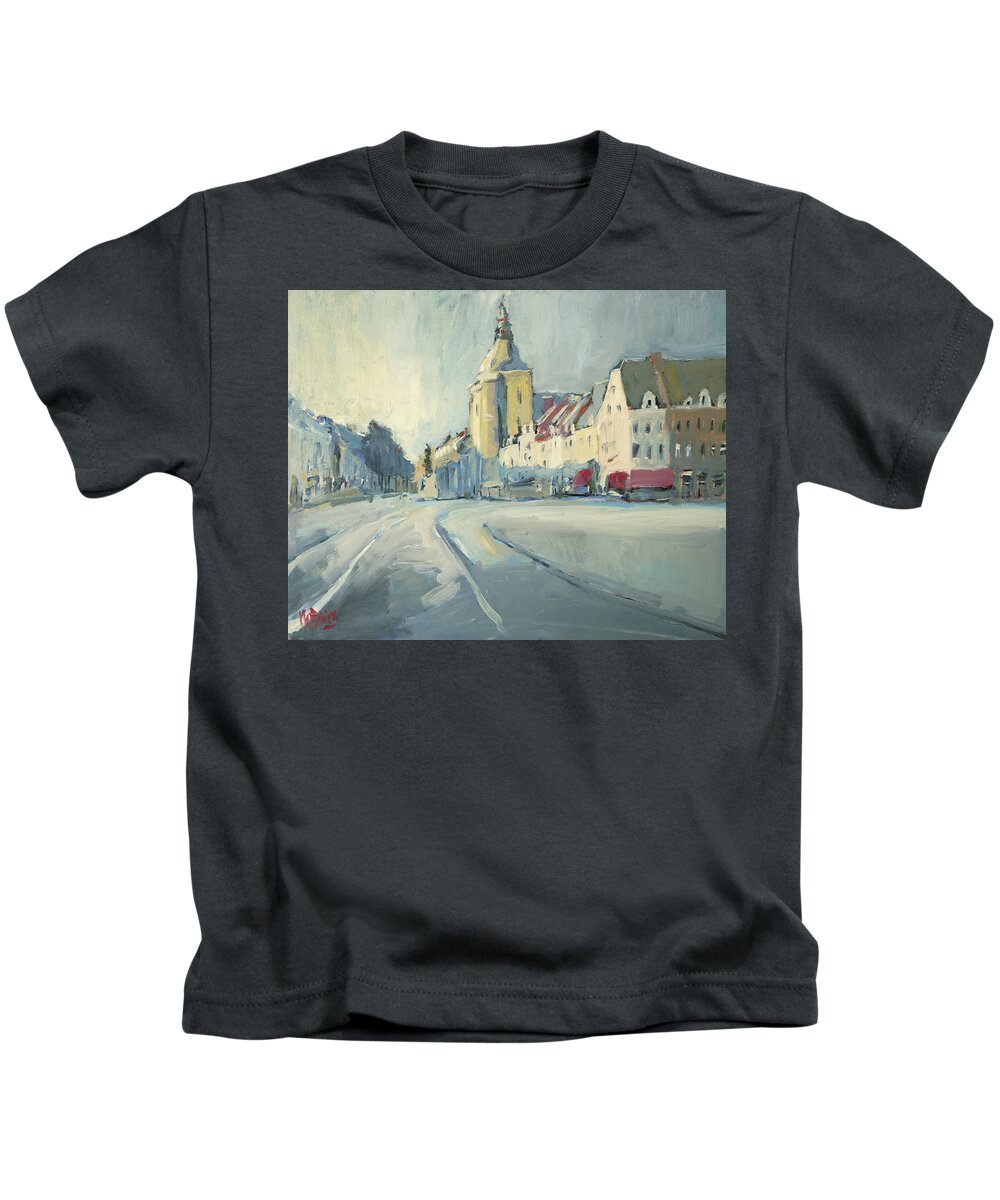 Maastricht Kids T-Shirt featuring the painting View to Boschstraat Maastricht by Nop Briex