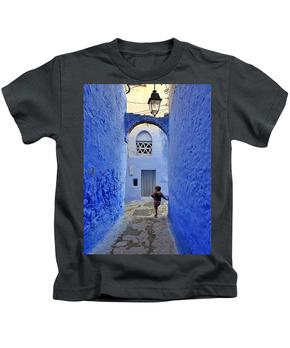 Blue Kids T-Shirt featuring the photograph Waiting on a Friend by Andrea Whitaker