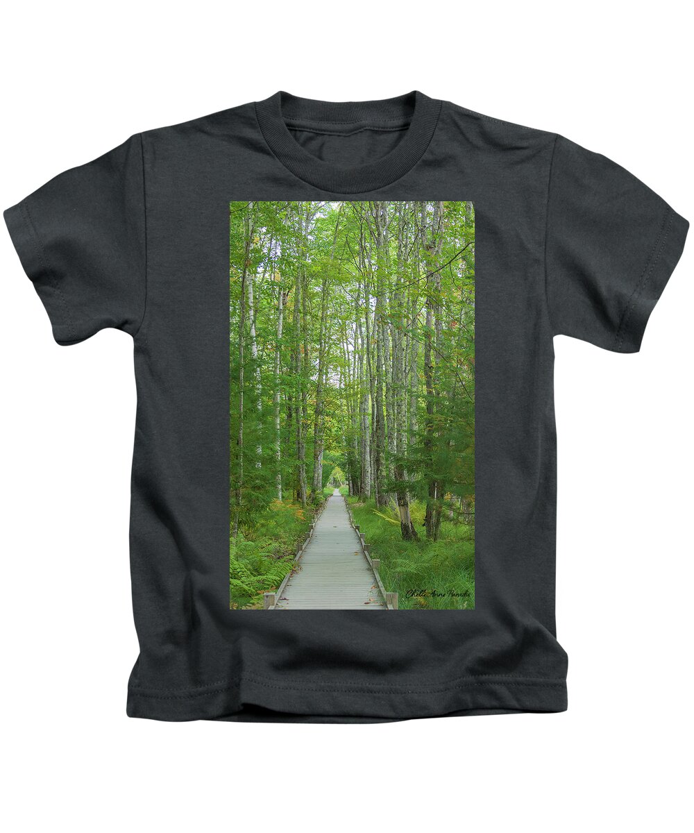 Trees Kids T-Shirt featuring the photograph Walk In Silence by ChelleAnne Paradis