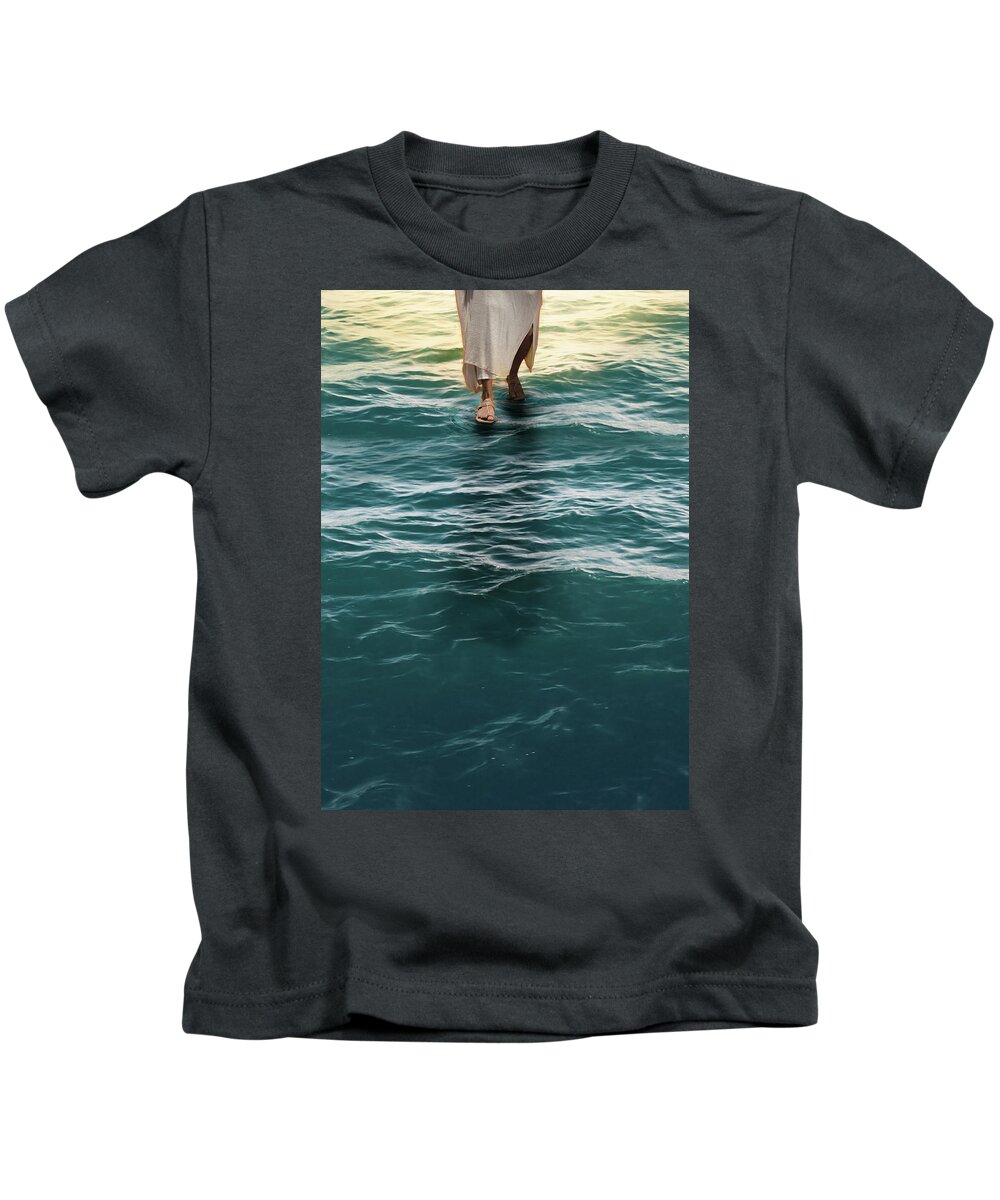  Kids T-Shirt featuring the digital art Walk on Water by Jorge Figueiredo