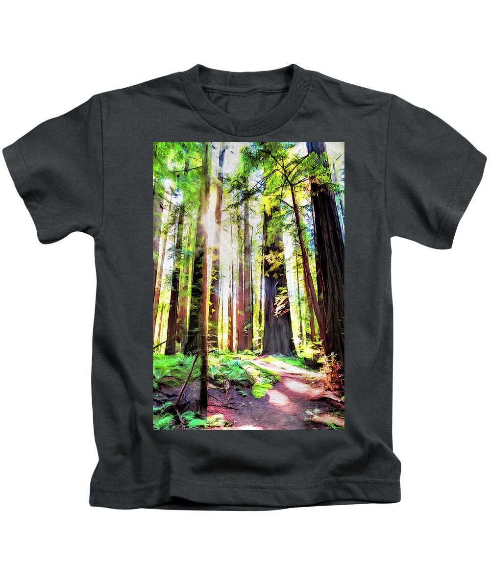 California Kids T-Shirt featuring the painting Walking with the Giants ap by Dan Carmichael