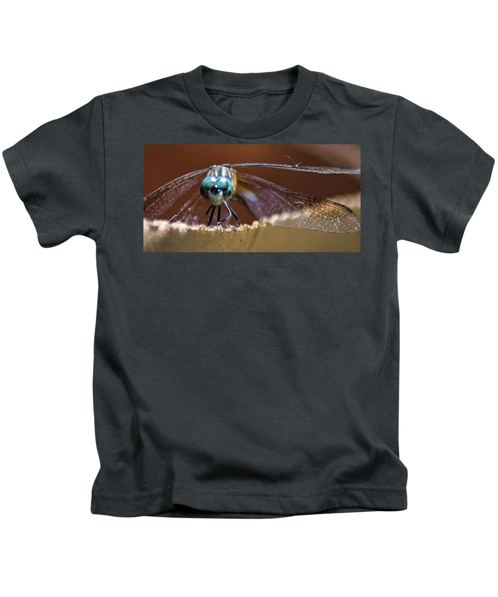 Insect Kids T-Shirt featuring the photograph Watched by a Dragonfly by Portia Olaughlin