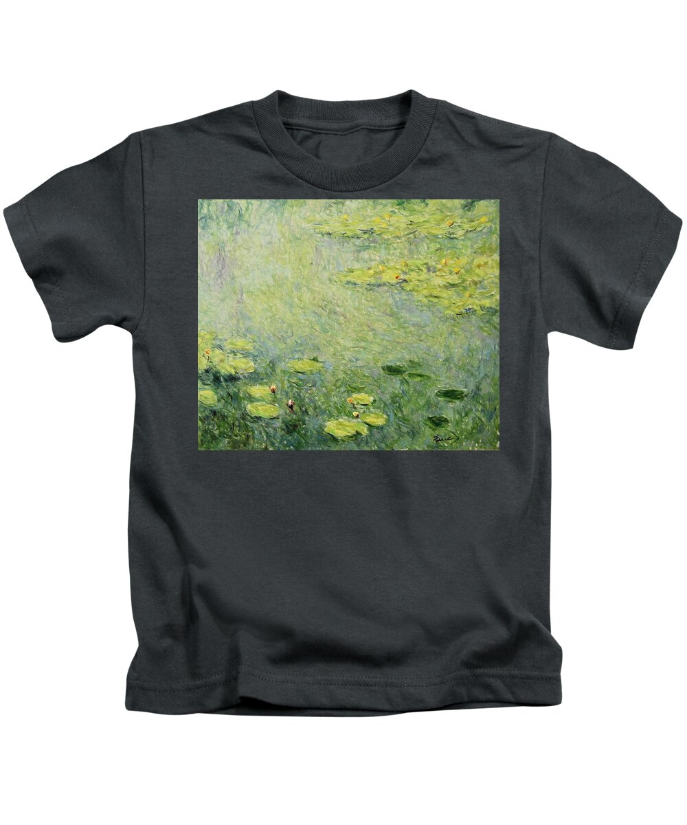 Water Lilies Kids T-Shirt featuring the painting Waterlelie Nymphaea Nr.8 by Pierre Dijk