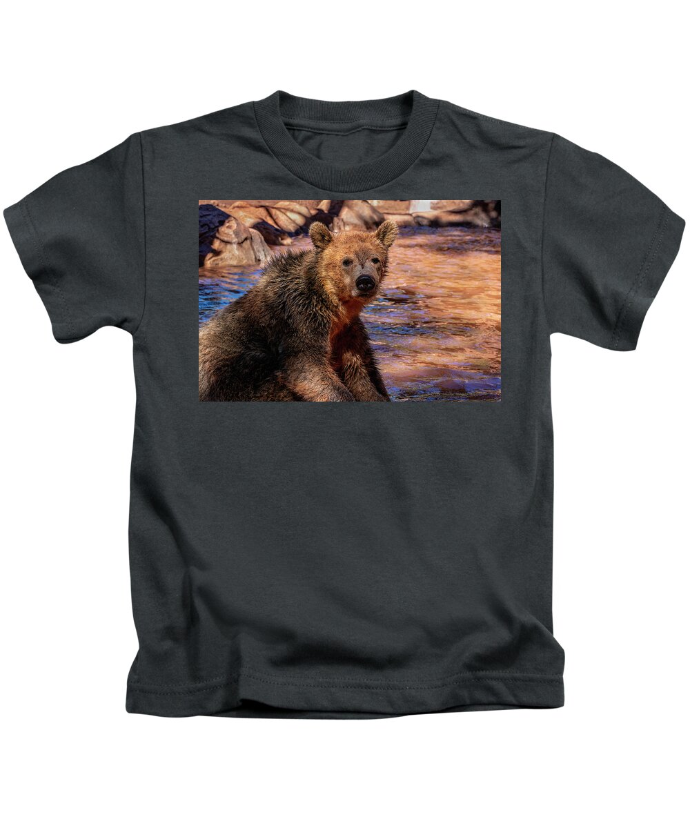 Sedona Kids T-Shirt featuring the photograph Wet Bear by Al Judge