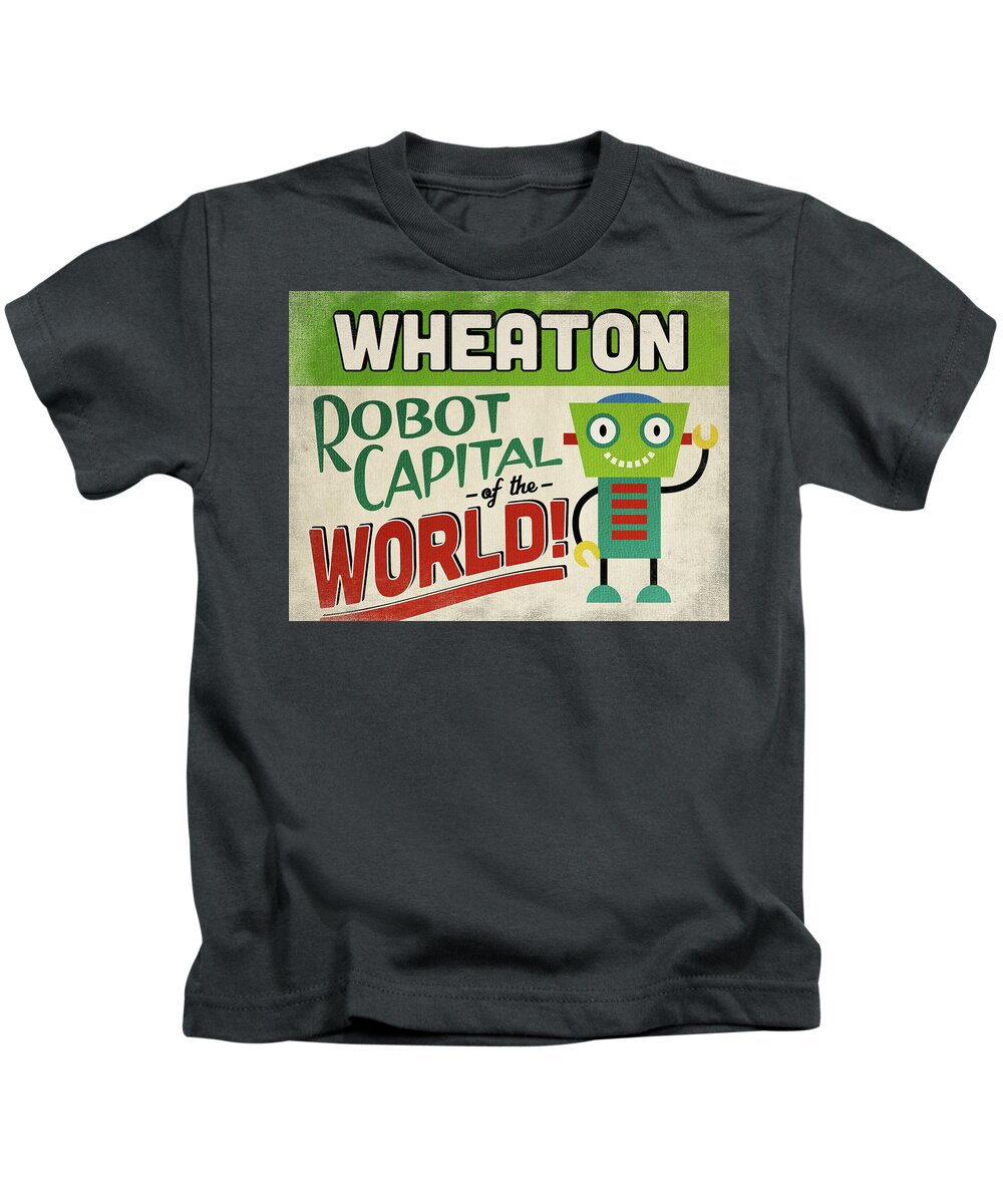 Wheaton Kids T-Shirt featuring the digital art Wheaton Illinois Robot Capital by Flo Karp
