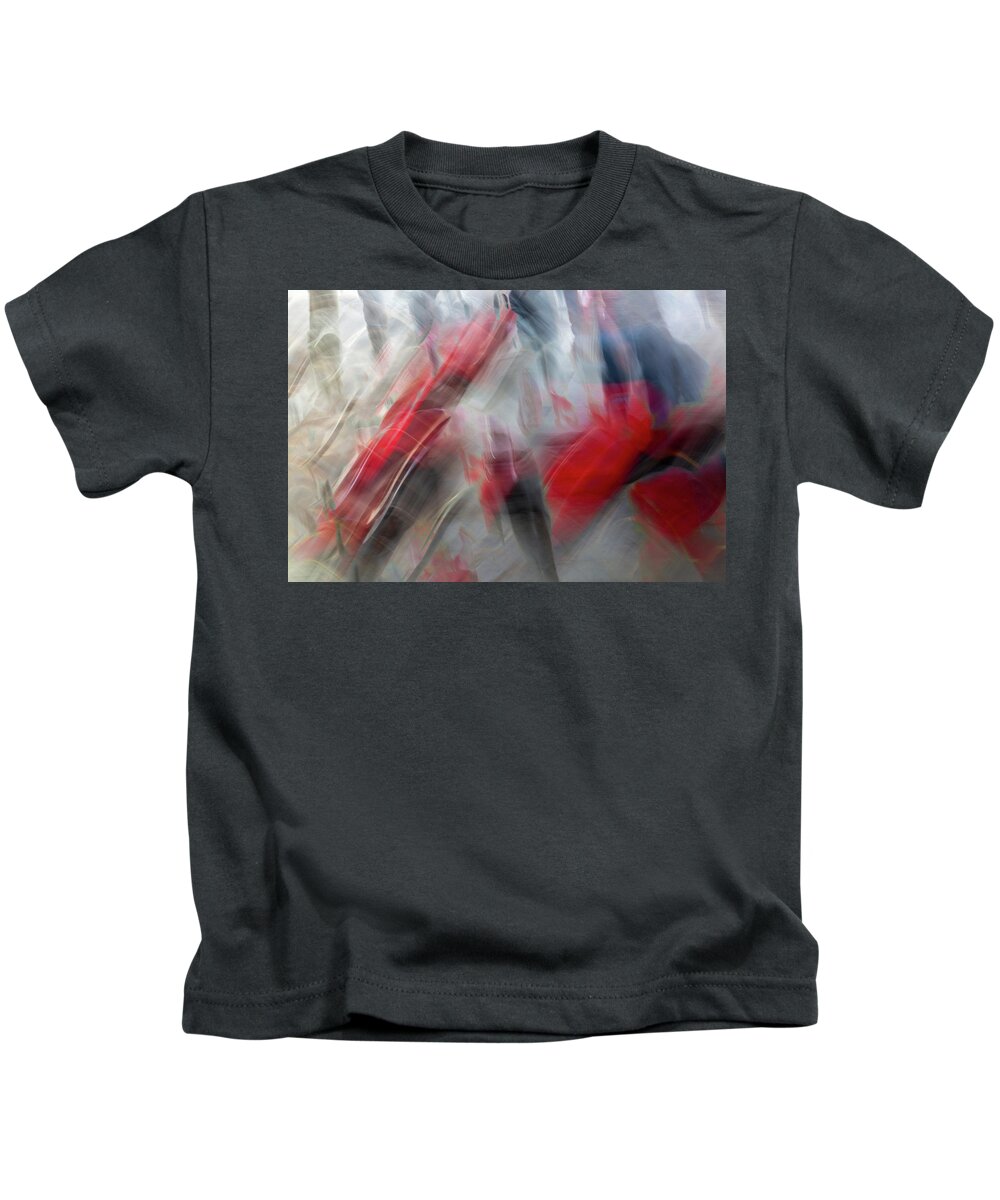 Vespa Kids T-Shirt featuring the photograph Whispers of Speed An Abstract Vespa by Linda Ryma