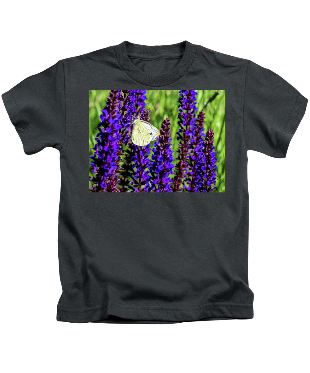 Flowers Kids T-Shirt featuring the photograph White Butterfly by Louis Dallara