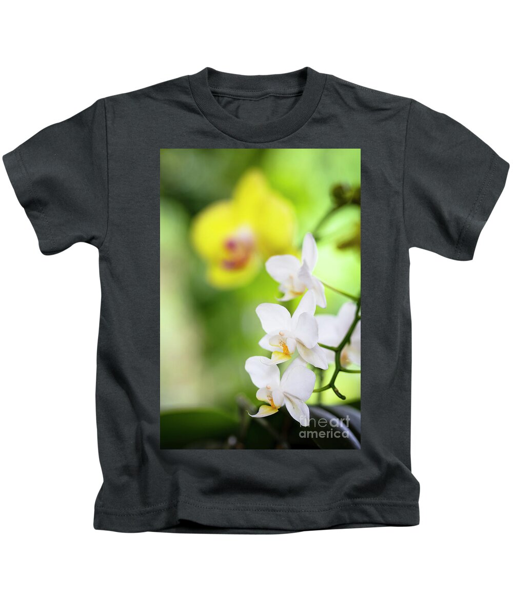 Background Kids T-Shirt featuring the photograph White Orchid Flowers by Raul Rodriguez